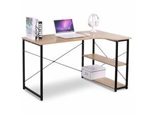 L-Shape Writing Desk Computer Desk Reading Table with 2 Storage Shelves L-Shape Writing Desk Computer Desk Reading Table with 2 Storage Shelves