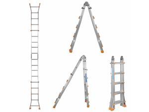Aluminum Ladder Folding Step Ladder MultiPurpose Anti-Slip 300Lbs Capacity 17FT Aluminum Ladder Folding Step Ladder MultiPurpose Anti-Slip 300Lbs Capacity 17FT