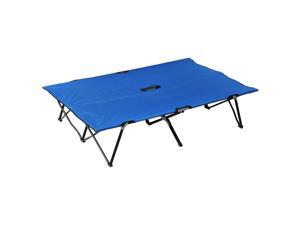 76" 2 Person Folding Camping Cot Military Sleeping Bed w/ Carrying Bag Blue 76" 2 Person Folding Camping Cot Military Sleeping Bed w/ Carrying Bag Blue