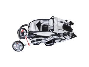 3 Wheels Pet Stroller Folding Dog Carrying Cart w/ Brake Canopy Travel 3 Wheels Pet Stroller Folding Dog Carrying Cart w/ Brake Canopy Travel