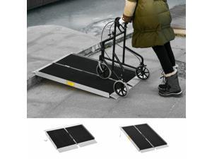 Portable Wheelchair Ramp Aluminum Threshold Singlefold w/ Carrying Handle Portable Wheelchair Ramp Aluminum Threshold Singlefold w/ Carrying Handle