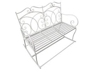 2 Seater Metal Garden Bench Outdoor Rocking Chair Loveseat White 2 Seater Metal Garden Bench Outdoor Rocking Chair Loveseat White
