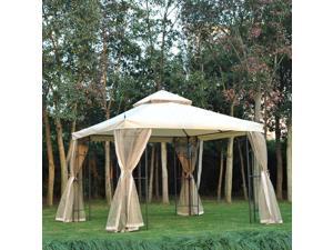 10x10ft Garden Gazebo Po Canopy Tent Beige 10x10ft Garden Gazebo Po Canopy Tent Beige