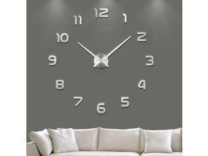 3D Large Modern DIY Wall Clock - Silver 3D Large Modern DIY Wall Clock - Silver