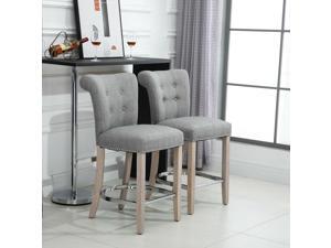2 PCs Counter Bar Stools Dining Chair w/ Footrest, Solid wood leg Home Pub, Grey 2 PCs Counter Bar Stools Dining Chair w/ Footrest, Solid wood leg Home Pub, Grey