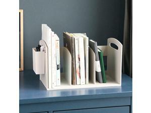 Desktop Plastic Bookcase with 3 Compartments 1 Pen Holder White For Home Study Desktop Plastic Bookcase with 3 Compartments 1 Pen Holder White For Home Study