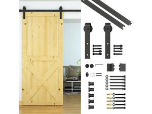6.6ft Carbon Steel Wood Barn Door Hardware Kit Sliding Track Set Kit Wall Mount 6.6ft Carbon Steel Wood Barn Door Hardware Kit Sliding Track Set Kit Wall Mount