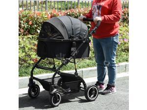 Detachable Pet Stroller 2-In-1 Foldable Dog Travel Carriage Carrying Bag Black Detachable Pet Stroller 2-In-1 Foldable Dog Travel Carriage Carrying Bag Black
