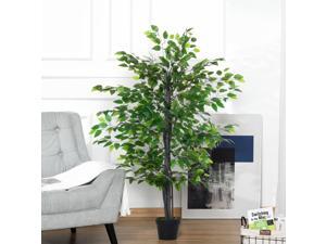 4.75FT Artificial Banyan Plant Faux Decorve Tree w/ Pot Indoor Outdoor Green 4.75FT Artificial Banyan Plant Faux Decorve Tree w/ Pot Indoor Outdoor Green