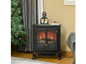 Freestanding Electric Fireplace Stove Heater with LED Fire Flame Effect Black Freestanding Electric Fireplace Stove Heater with LED Fire Flame Effect Black