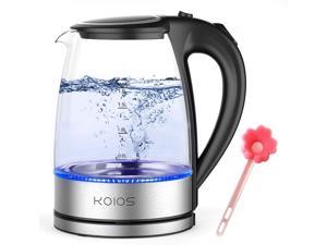 KOIOS Electric Kettle 1.8L Hot Water Boiler Teapot & Glass Tea Kettle with LED Cordless Fast Heating, Auto Shut-Off, Boil-Dry Protection, Stainless Steel Inner Lip, 1500W, BPA-Free, Fast Boiling