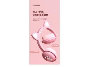 Headset For PS5 PS4 Pink Cat Ear Noise Cancelling Headphones 3.5mm Plug Girl Kids Cute Gaming Headset with Microphone for Phone