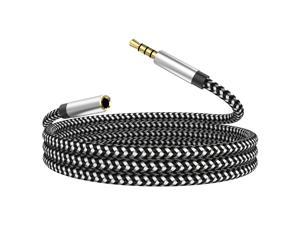 3.5mm Stereo Audio Cable Extension Male to Female Nylon Braided Cord Audio Auxiliary Stereo Jack Male to Female, Stereo Jack Cord for Phone,Speaker,Headphone,MP3 Player,Tablet,PC, and More(3.3FT/1M)