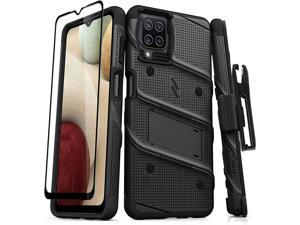 ZIZO Bolt Series for Galaxy A12 Case with Screen Protector Kickstand Holster Lanyard - Black