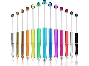 13 Pieces Metal Beadable Pens For Diy Ppl Beads Pens Ballpoint Pen Ball Pen With Shaft Black Ink Rollerball Pen For Kids Students Presents Office Classroom School Supplies