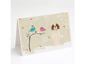 Bb2507gca7p Christmas Presents Between Friends Saint Bernard Greeting Cards And Envelopes Pack Of 8 A7 Size 5X7 Inch Blank Note Cards 7 X 5 Multicolor
