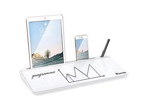L17.7 X W7.5 X H2.1 Inch Large Desktop Whiteboard Glass Dry Erase Board Desk Organizer With Dotted Surface(Large)