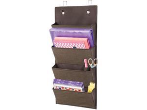 Notebooks 4 Large Cascading Pockets Planners Textured Print 2 Pack File Folders Holds Office Supplies Espresso Brown mDesign Soft Fabric Wall Mount/Over Door Hanging Storage Organizer 