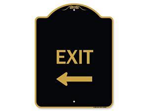 Designer Series Sign - Exit (With Left Arrow) 2 | Black & Gold 18" X 24" Heavy-Gauge Aluminum Architectural Sign | Protect Your Business & Municipality | Made In The Usa