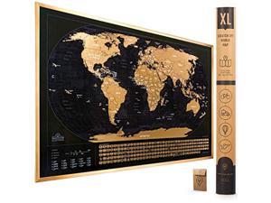 Xl Scratch Off Map Of The World With Flags  36 X 24 Easy To Frame Scratch Off World Map Wall Art Poster With Us States  Flags  Deluxe World Map Scratch Off Travel Map Designed For Travelers
