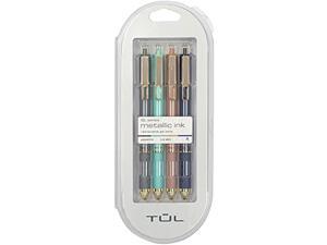Metallic Retractable Gel Pens, Medium Point, 0.8 Mm, Assorted Metallic Barrel Colors, Assorted Ink Colors, Pack Of 4 Pens