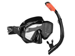 Macira Snorkel Set for Women and Men, Anti-Fog Tempered Glass Snorkel Mask for Snorkeling, Swimming and Scuba Diving, Anti Leak Dry Top Snorkel Gear Panoramic Silicone Goggle No Leak