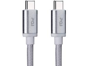 PQI Type C Charger Cable - Nylon Braided USB C to USB C Cable - Support PD Fast Charging - 3.3ft (100cm) Arctic Silver Charging Cord