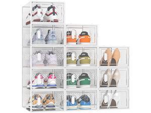 7Penn 7penn plastic shoe boxes with lids 6pk black - shoe storage  containers for display - stackable shoe organizer