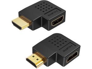 HDMI Adapter Male to Female,2 Pack 90 and 270 Degree Right Angle Converter, HDMI L Shape Flat Extender for Wall TV, Roku, PS5, Fire Stick, Chromecast, Nintendo Switch, Laptop,Xbox, PC