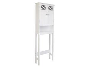 Bathroom Over-The-Toilet Storage Cabinet Shelf Freestanding Spacesaver White