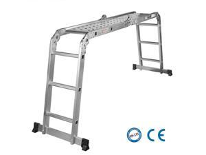 7-in-1 Aluminum Folding Scaffold Work W/ 2 Plate Outdoor Garden 11.5ft Ladder