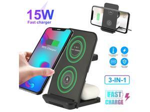 15W Qi Wireless Charging Ston Dock Charger Stand for iWatch Air Pods iPhone 15W Qi Wireless Charging Ston Dock Charger Stand for iWatch Air Pods iPhone