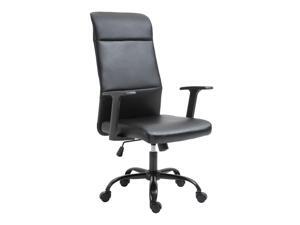 High-Back Office Desk Chair Faux Leather Computer Home w/ Wheels, Black High-Back Office Desk Chair Faux Leather Computer Home w/ Wheels, Black
