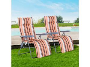 Set of 2 Sun Lounger Recliner Reclining Lounge Bed Cushioned Seat Foldable Set of 2 Sun Lounger Recliner Reclining Lounge Bed Cushioned Seat Foldable