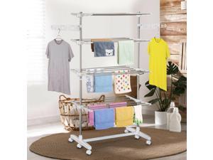 Rolling Foldable Clothes Rack Heavy-Duty Laundry Drying Rack Towel Holder Rolling Foldable Clothes Rack Heavy-Duty Laundry Drying Rack Towel Holder