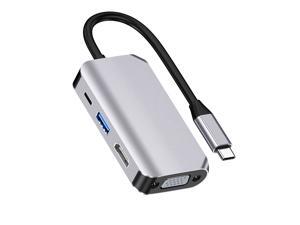 USB C to HDMI VGA Adapter, DEFEILIN 4 in 1 Portable USB C Hub with VGA, HDMI, USB3.0 and 60W Quick PD Charging Port, Compatible for MacBook, Phone, Laptops and Tablets USB C to HDMI VGA Adapter, DEFEILIN 4 in 1 Portable USB C Hub with VGA, HDMI, USB3.0 and 60W Quick PD Charging Port, Compatible for MacBook, Phone, Laptops and Tablets