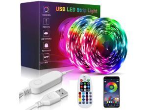 Led Strip Lights,16.4ft Color Changing Light Strips with Remote,Music Sync SMD 5050 RGB Lights with Bluetooth App Controlled and 24 Keys Remote for Bedroom?Home Decoration?Under Cabinet and Party