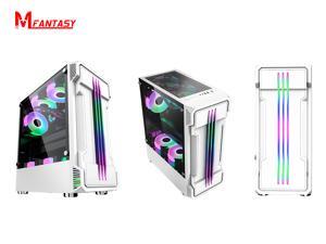 3pcs 120mm RGB Fans ATX Mid-Tower Chassis Gaming PC Case, Tempered Glass Panels Gaming Style Windows Computer Case Desktop Case USB3.0 (white ) 3pcs 120mm RGB Fans ATX Mid-Tower Chassis Gaming PC Case, Tempered Glass Panels Gaming Style Windows Computer Case Desktop Case USB3.0 (white )
