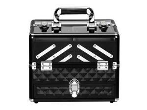 Professional Makeup Train Case Bag Jewelry Organizer Storage Interlayer Lockable