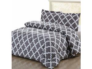 Printed Comforter Set with 2 Pillow Shams Brushed Microfiber