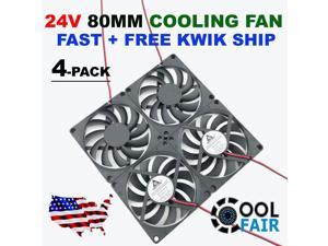 24v 80mm Cooling Case Fan DC 8010 80x80x10mm PC Computer Cooler CPU 2Pin 4-Pack