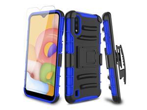 For Galaxy A01 Kickstand Case Belt Clip,Tempered Glass Screen Protector For Galaxy A01 Kickstand Case Belt Clip,Tempered Glass Screen Protector