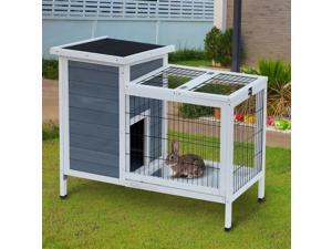 36"x22”x30” Rabbit Hutch Backyard Bunny Cage with Run Grey 36"x22”x30” Rabbit Hutch Backyard Bunny Cage with Run Grey