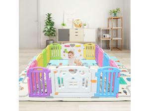 14 Panel Baby Playpen Kids Play Yard + Double-sided Play Mat Waterproof Playmat 14 Panel Baby Playpen Kids Play Yard + Double-sided Play Mat Waterproof Playmat