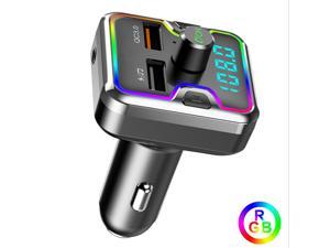 MLAY Bluetooth FM Transmitter for Car, QC3.0 & 7 Colors LED Backlit Car Radio Bluetooth Adapter Music Player Hands Free Car Kit with SD Card Slot, Supports USB Flash Drive