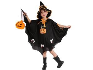 didaINT Halloween Cloak Pumpkin Skeleton Role Play Washable Cloak with Witch Hat, Suitable for Children and Girls Black didaINT Halloween Cloak Pumpkin Skeleton Role Play Washable Cloak with Witch Hat, Suitable for Children and Girls Black