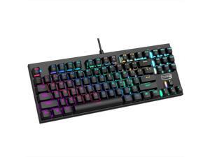 RGB Gaming Mechanical Keyboard, LED Backlit USB Wired Keyboard with Blue Switches for Windows PC Office and Working (Black, 87Keys) RGB Gaming Mechanical Keyboard, LED Backlit USB Wired Keyboard with Blue Switches for Windows PC Office and Working (Black, 87Keys)