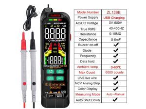 USB Charge Multimeter Digital 9999 Counts AC DC Current Voltage Multimetro Auto Range True RMS NCV Capacitance Ohm Temp TesterZL126B