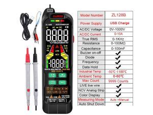 USB Charge Multimeter Digital 9999 Counts AC DC Current Voltage Multimetro Auto Range True RMS NCV Capacitance Ohm Temp TesterZL128B