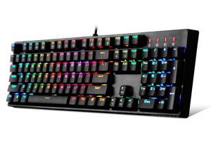 RGB Gaming Mechanical USB Wired Keyboard 1STPLAYER DK5.0 Cherry MX Linear Red Switch Equivalent Ergonomic Fast Actuation 104 Keys NKRO Full Size Backlit Computer Laptop Keyboard for Windows PC Gamers